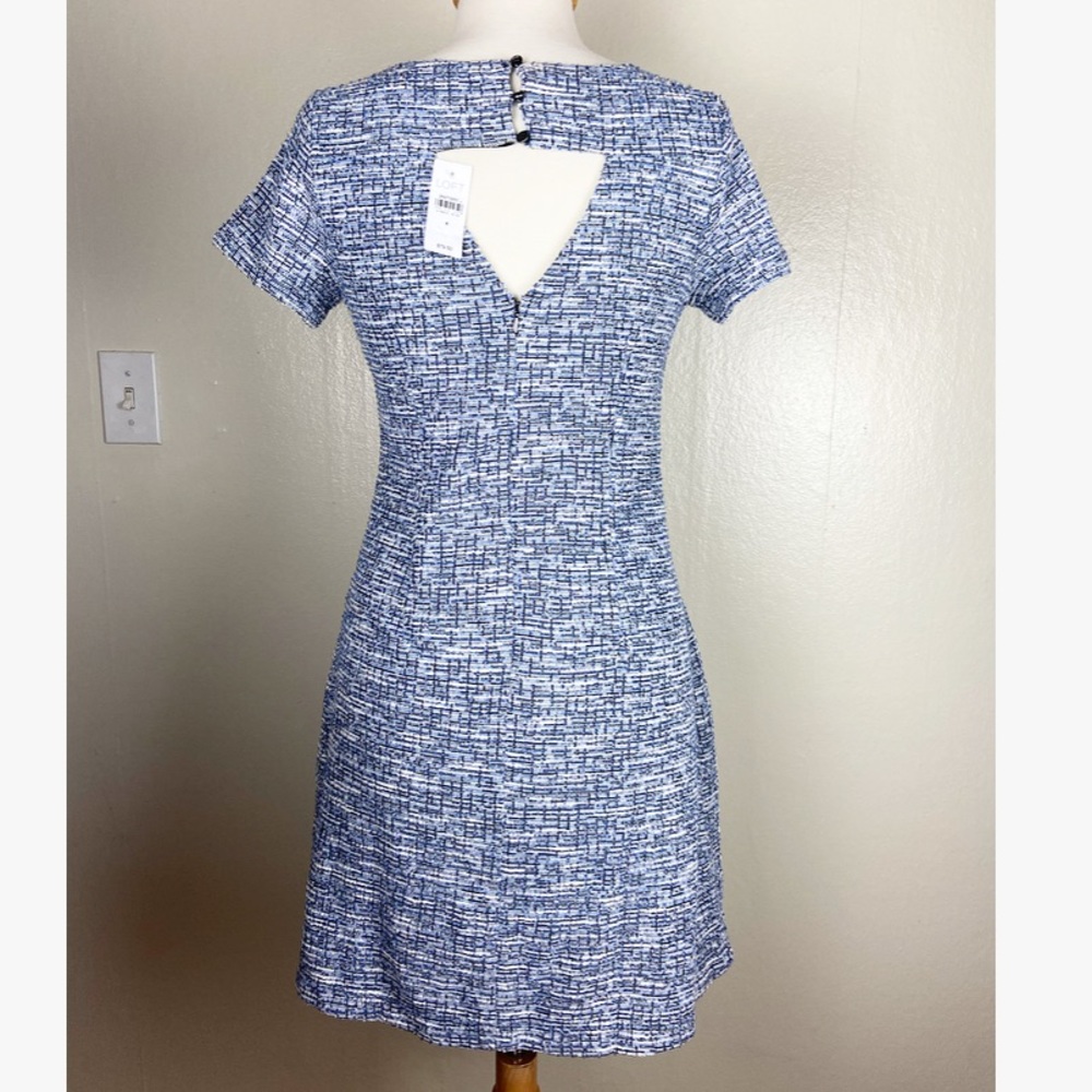 Ann Taylor Loft A-Line Blue Tweed Dress w/…